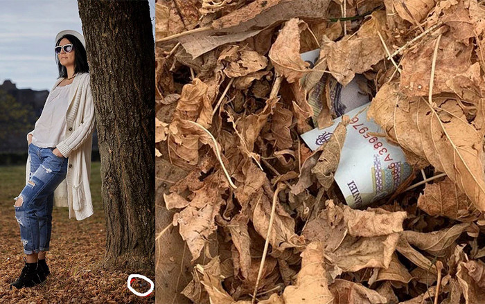 Thanh niên số hưởng nhất năm, đi chụp hình còn lượm được tiền trong đống lá Ảnh 2