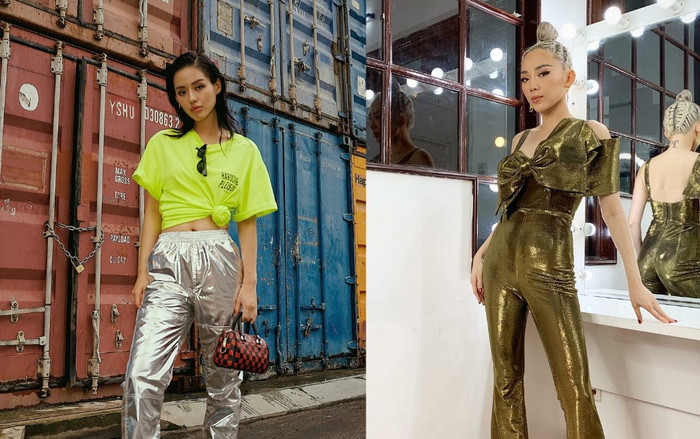 Đi ăn tiệc mà không biết sao cho nổi, học ngay Tóc Tiên, Khánh Linh The Face diện chất liệu 'chói sáng' lóa cả mắt này đi! Ảnh 2