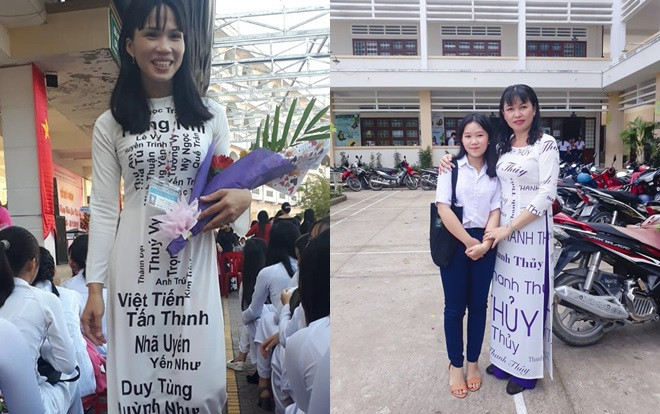 Khi cô giáo quá yêu nghề: Dán hết tên học sinh lên áo dài diện tới trường ngày 20/11 khiến 'cả thế giới' bất ngờ Ảnh 2