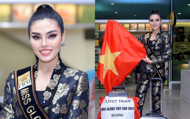 Tuyết Trần rạng rỡ mặc mưa gió, 'đội bão' sang Trung Quốc dự thi Miss Globe 2018 Ảnh 2