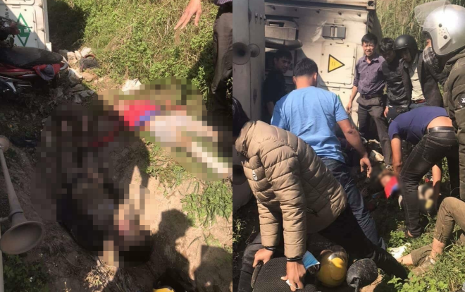 Đang đỗ ven đường, nhóm phượt thủ bị container lật nghiêng đè trúng khiến 3 người bị thương Ảnh 2