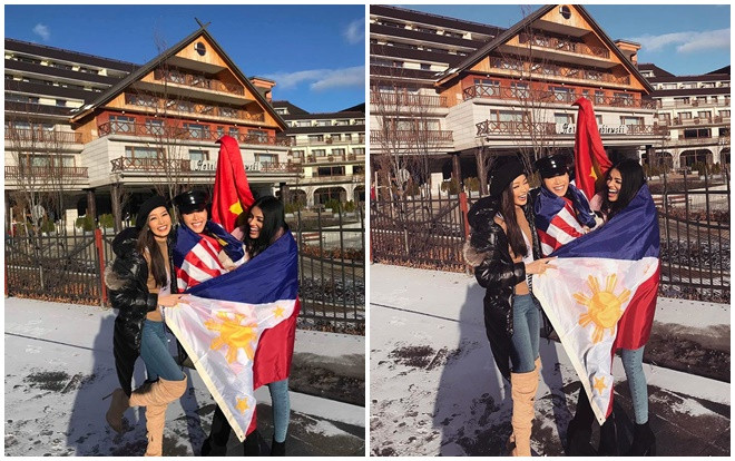 Mặc kệ ‘bão tố’ đang bủa vây, Minh Tú vẫn tươi cười khoe thần thái rạng rỡ cùng đại diện Malaysia và Philippines Ảnh 2