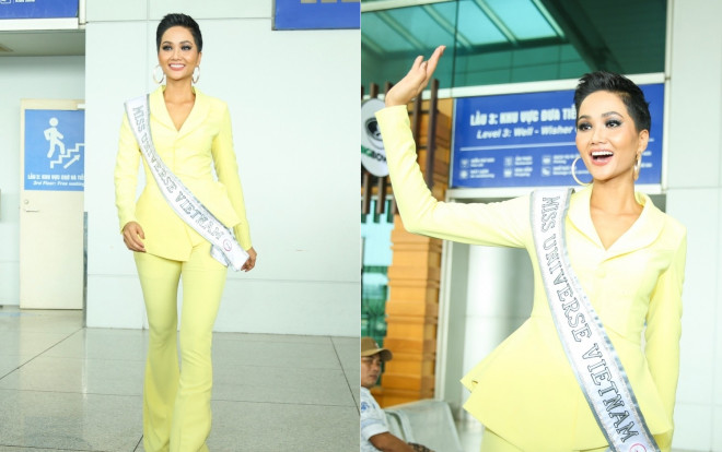 Không hẹn mà gặp H'Hen Niê cùng hàng loạt đối thủ đều mặc 'đồng phục' ở sân bay Ảnh 2