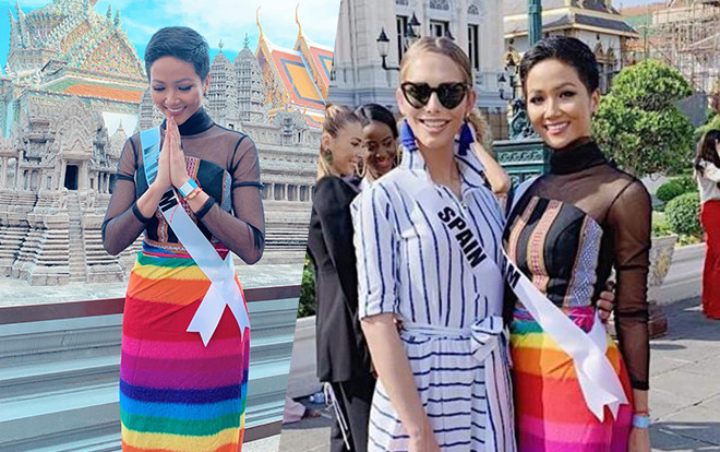 Hình ảnh đẹp nhất ngày: H'Hen Niê diện váy LGBT, chụp ảnh cùng hoa hậu chuyển giới Tây Ban Nha Ảnh 2