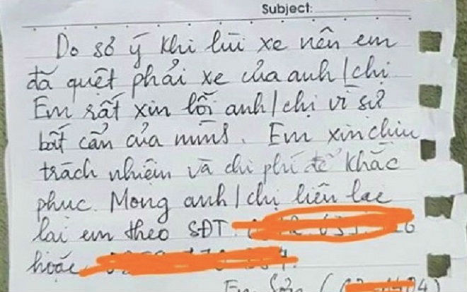 Làm xước sơn ô tô ở bãi đỗ chung cư, người đàn ông viết thư xin lỗi dán lên kính và phản ứng gây chú ý của chủ nhà Ảnh 2