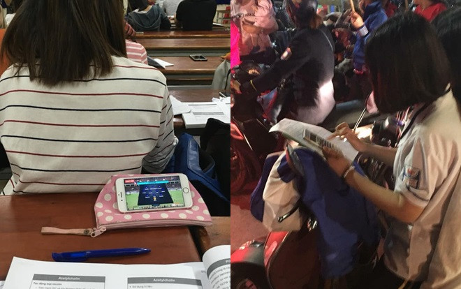 Đi 'bão' mừng ĐT Việt Nam thắng Philipines, sinh viên mang theo cả sách vở ôn thi khiến dân mạng cười ngất Ảnh 2