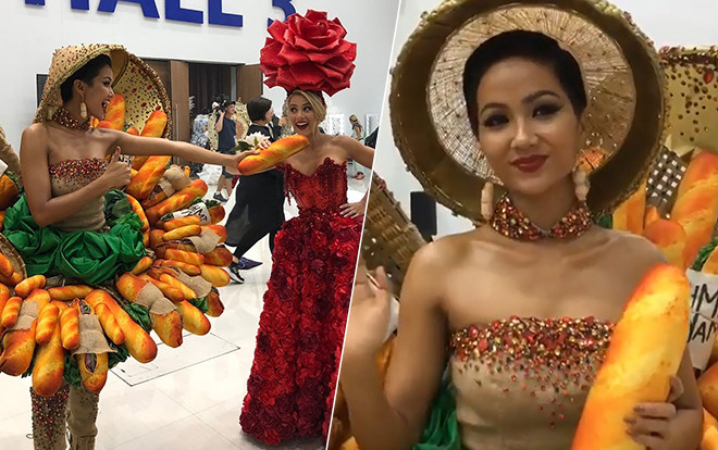 HOT: Fan Thái phấn khích khi H'Hen Niê trình diễn trang phục 'Bánh mì' tại Miss Universe 2018 Ảnh 2