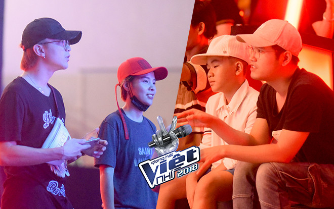 Soobin Hoàng Sơn - Vũ Cát Tường - Khắc Hưng tất bật tập luyện cho học trò vào Bán kết Giọng hát Việt nhí Ảnh 2