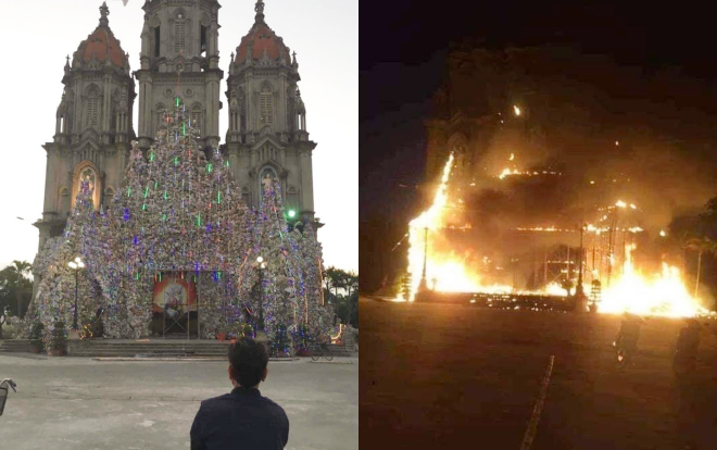 Cháy lớn khu vực trang trí Giáng sinh tại nhà thờ ở Nam Định Ảnh 2