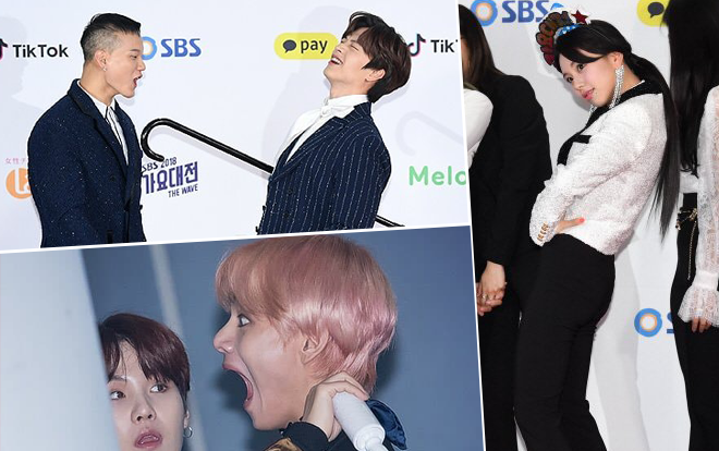 SBS Gayo Daejun: Những hành động 'khó hiểu' của idol trên thảm đỏ Ảnh 2