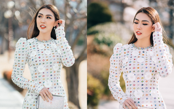 Fan 'ngất lịm' khi Tường Linh The Face xúng xính áo dài khoe sắc ngọt ngào ở Hàn Quốc Ảnh 2