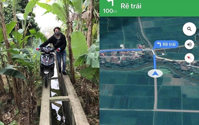 Trót tin lời 'chị Google', nam thanh niên méo mặt dắt xe qua mương để tới đích Ảnh 2