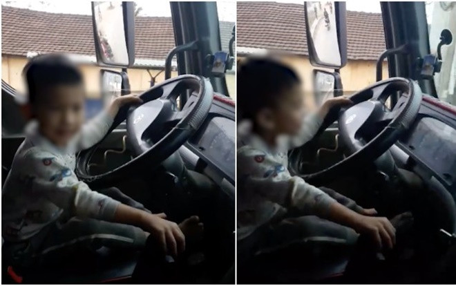 Hốt hoảng clip bé trai lái ô tô tải băng băng trên đường và cú lừa ngoạn mục khiến ai nấy đều ngả ngửa Ảnh 2