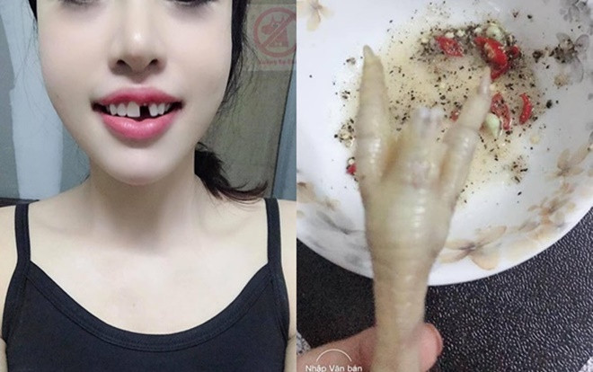 Luộc chân gà ăn đêm, cô gái xinh đẹp hết hồn vì 'bay' luôn răng cửa Ảnh 2