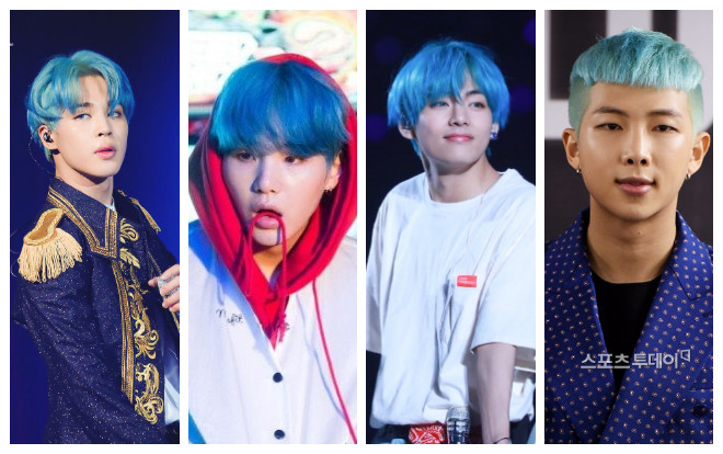 BTS khiến fan 'té ngửa' khi thay phiên nhau nhuộm màu tóc xanh nước biển Ảnh 2