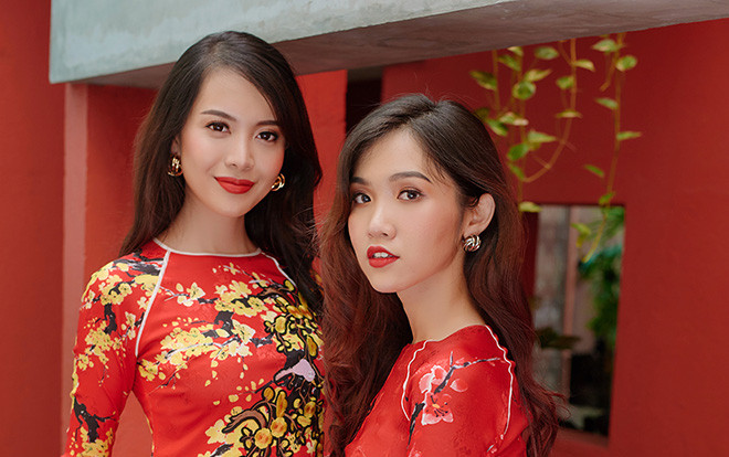 2 mỹ nhân đẹp nhất The Tiffany Nhật Hà - Phương Vy đẹp nền nã trong bộ ảnh diện áo dài Tết Ảnh 2