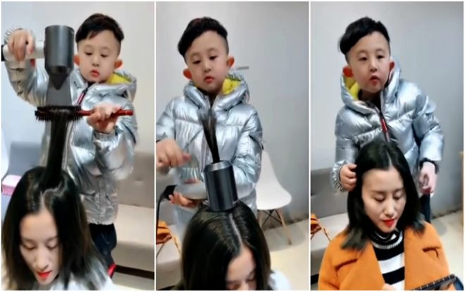 Bé trai 6 tuổi nổi khắp mạng xã hội nhờ tài cắt tóc điêu luyện Ảnh 2