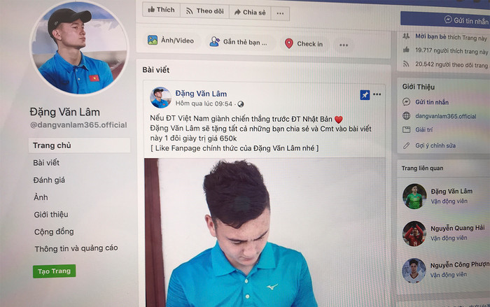 Người dùng Facebook bị lừa khi chia sẻ bài đăng từ fanpage giả mạo Đặng Văn Lâm để nhận giày Ảnh 2