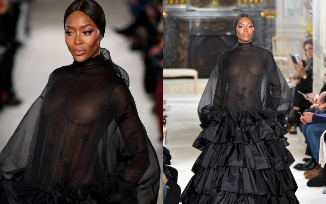 'Báo đen' Naomi Campbell diện váy xuyên thấu không nội y nổi bật tại show Valentino Ảnh 2