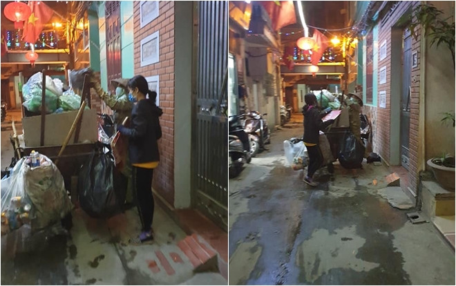 Phút giao thừa vẫn phải đi thu gom rác nhưng hạnh phúc của cô bé này là được ở bên mẹ trong giờ khắc năm mới Ảnh 2