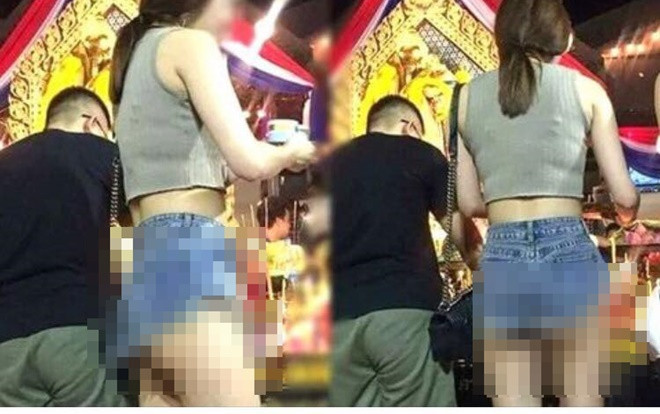 Đi lễ chùa đầu năm, cô gái diện đồ 'mát mẻ' khiến dân mạng phẫn nộ Ảnh 2