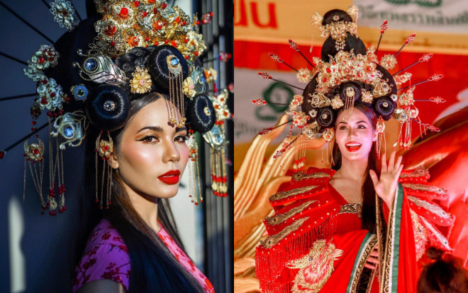 Hoa hậu Hoàn vũ Thái Lan phải nằm bất động trên ô tô tới sự kiện vì bộ đồ mẫu nghi thiên hạ Ảnh 2