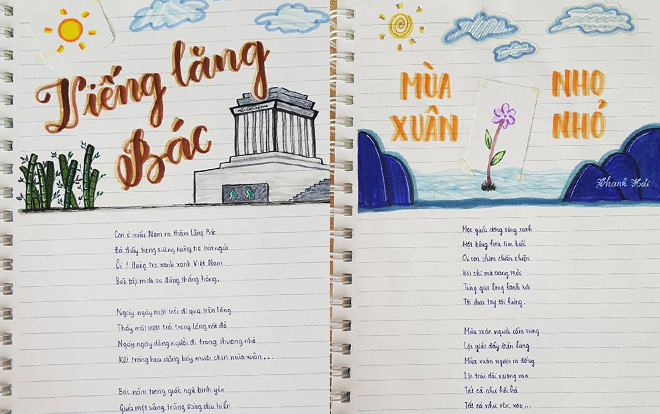 Thêm một nữ sinh gây sốt vì kỳ công biến vở Văn thành tác phẩm hội hoạ đầy công phu Ảnh 2