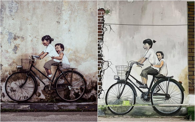 Bức tranh tường nổi tiếng ở Malaysia và phiên bản ở Hà Nội khiến người xem không nhịn được cười Ảnh 2