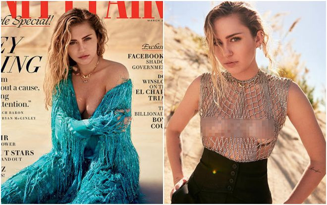 Miley Cyrus bất chấp 'thả rông' vòng 1 vô cùng táo bạo trên tạp chí dù đã là 'vợ người ta' Ảnh 2