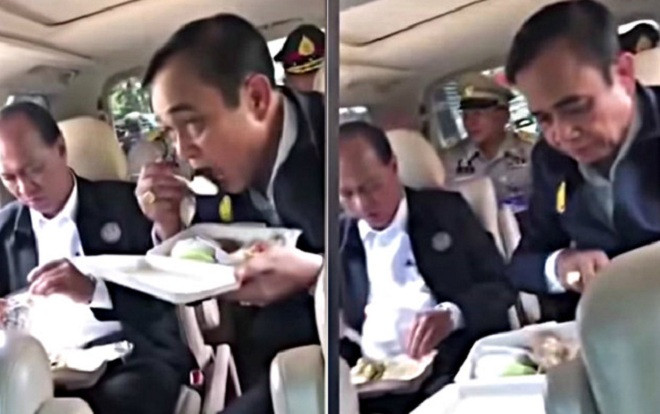 Thủ tướng Thái Lan ăn cơm hộp trên đường đi thị sát địa phương Ảnh 2