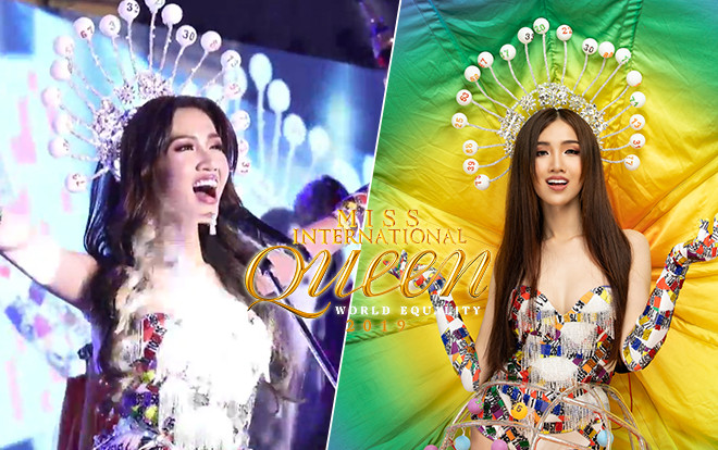 CLIP: Nhật Hà rạng rỡ phát vé dò lô tô, bất ngờ 'kéo cờ' cầu vồng khi trình diễn quốc phục tại MIQ 2019 Ảnh 2