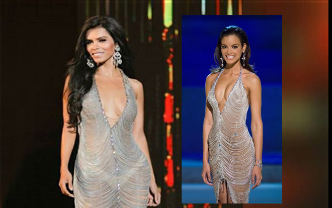 Đối thủ Nhật Hà bị 'ném đá' dữ dội vì mặc váy nhái chiếc đầm kim loại huyền thoại của Hoa hậu Hoàn vũ 2006 Ảnh 2