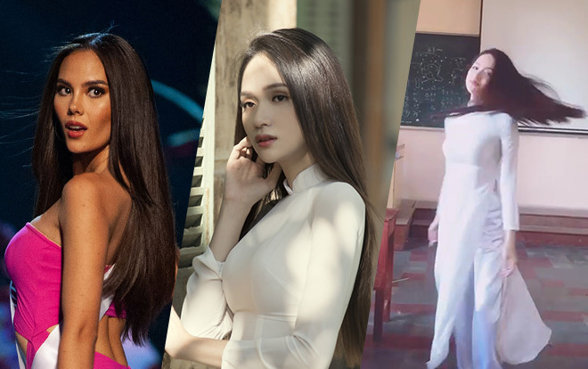 Diện áo dài, Hương Giang thử catwalk xoay 360 độ 'slow motion' và cái kết siêu đáng yêu! Ảnh 2