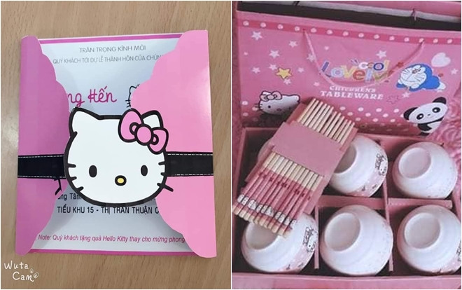Cô gái cuồng Kitty: Thiệp cưới in hình Kitty hồng còn ‘lầy lội’ mong quý khách tặng quà Hello Kitty thay cho mừng phong bì Ảnh 2