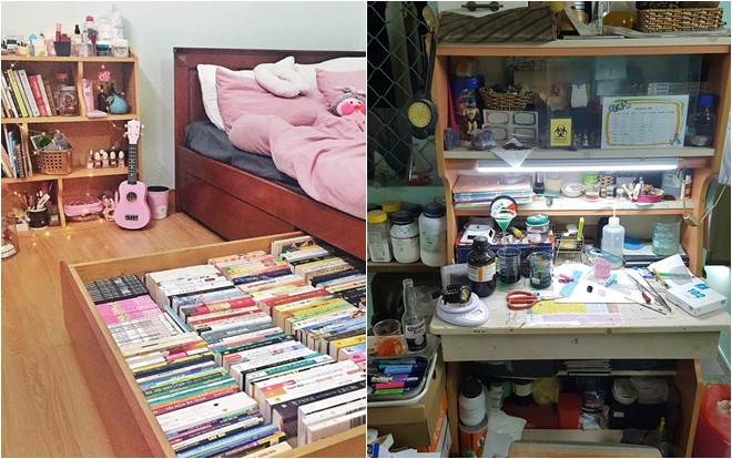 Chuyên mục 'nhìn bàn học đoán tính cách' gây sốt mạng: Chỗ đầy đồ ăn, nơi ngập tràn hóa chất, mỹ phẩm Ảnh 2