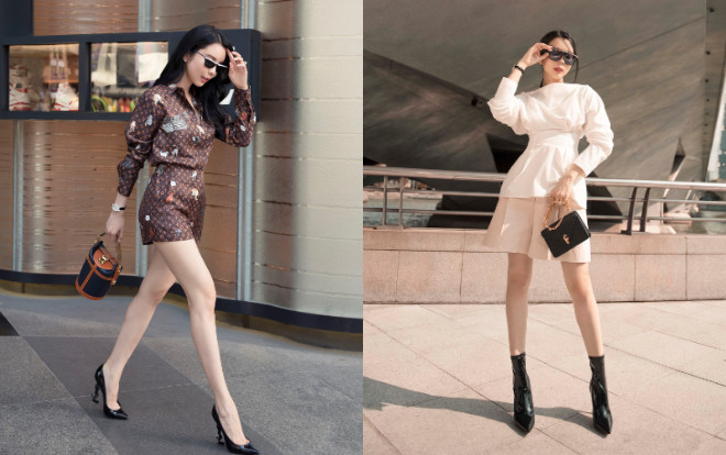 Huỳnh Vy lả lướt với đôi chân dài trên đường phố Singapore Ảnh 2