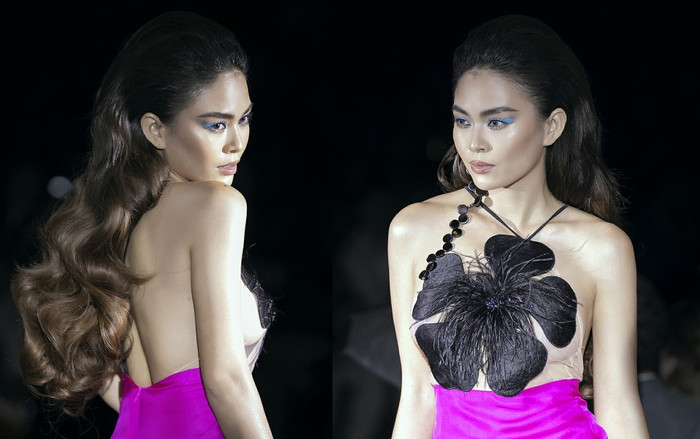 Mâu Thủy 'thả rông' vòng 1, lả lơi tạo dáng trên sàn diễn thời trang Ảnh 2