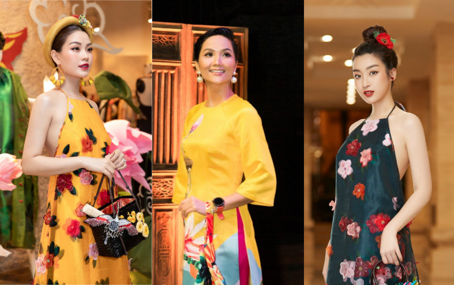 'Chị em cây khế' Đỗ Mỹ Linh - Diễm Trang mặc cùng đầm, xách cùng túi riêng H'Hen Niê một mình một cõi đi xem thời trang Ảnh 2