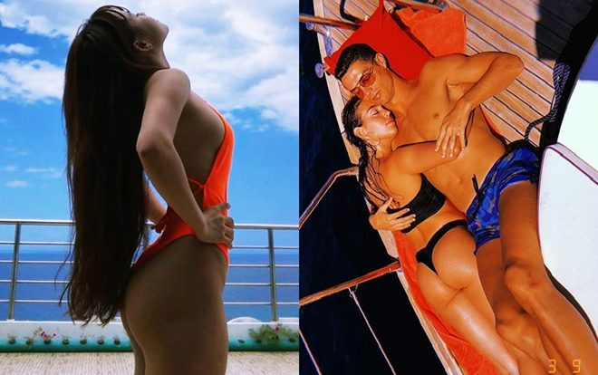 'Bản sao Ngọc Trinh' và bạn gái Ronaldo khoe vòng ba giống nhau đến kỳ lạ Ảnh 2
