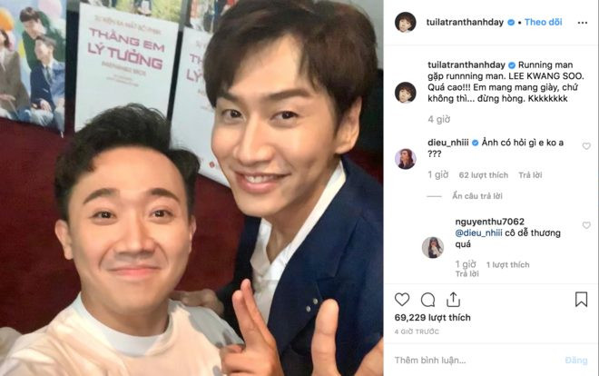 Trấn Thành vừa khoe ảnh chụp cùng Lee Kwang Soo, Diệu Nhi đã ngay lập tức vào 'nhận bà con' Ảnh 2