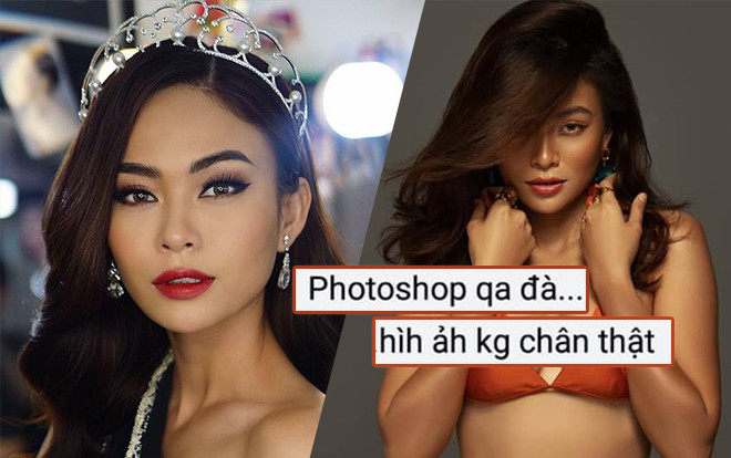 Bị chê Photoshop quá đà, á hậu Mâu Thủy tiện tay sửa ảnh đáp trả khiến antifan 'câm nín' Ảnh 2