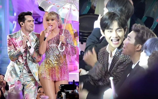 Dưới hàng ghế khán giả, V cuồng nhiệt cổ vũ màn trình diễn ca khúc 'Me' của Taylor Swift Ảnh 2