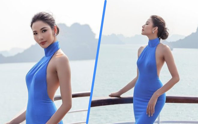 Diện đầm hở lưng 'táo bạo', Hoàng Thuỳ khoe body chuẩn như 'tượng tạc' với chiếc võng lưng siêu gợi cảm Ảnh 2