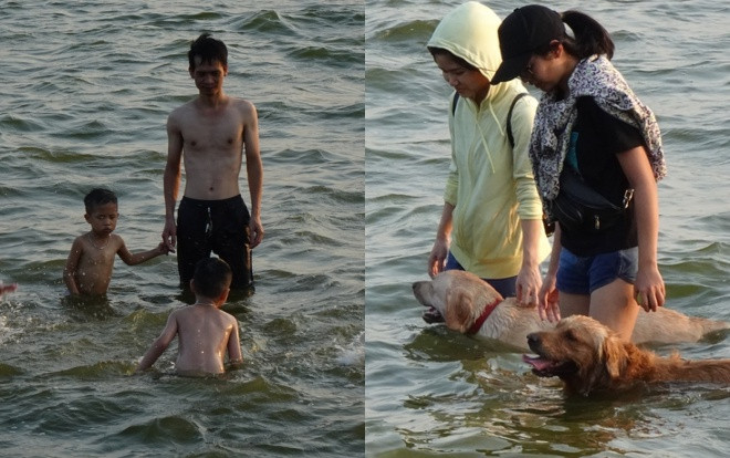 Nắng nóng cực điểm đúng dịp cuối tuần, người lớn trẻ em lẫn thú cưng cùng đổ ra Hồ Tây tắm giải nhiệt Ảnh 2
