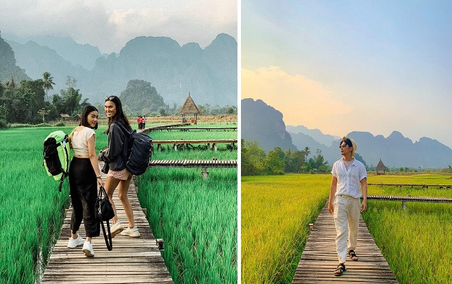 Ngất ngây cây cầu gỗ giữa đồng ruộng xanh rì khiến người ta phải thốt lên: Lào đẹp đến thế này ư? Ảnh 2
