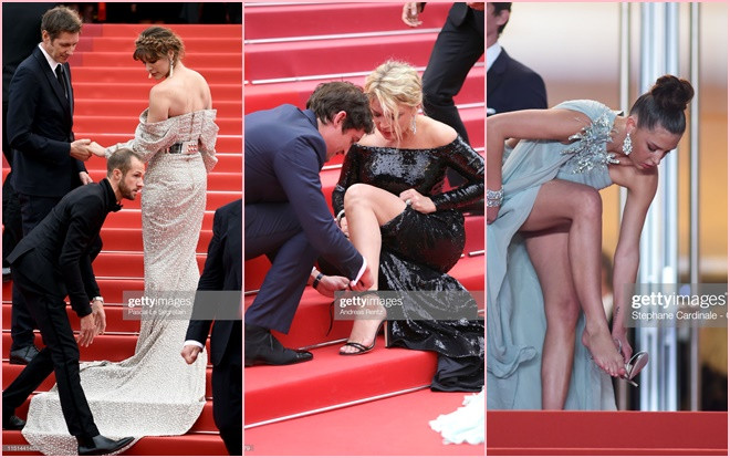 Sự cố giẫm lên váy, tuột giày nhiều lần trên thảm đỏ LHP Cannes 2019 ngày 11 Ảnh 2