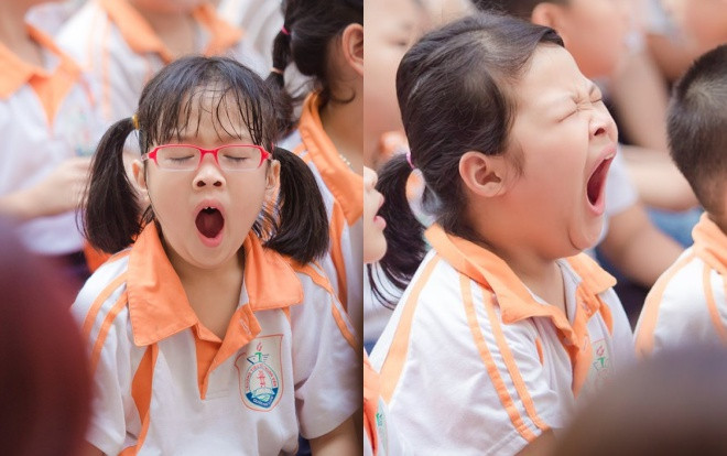 Hội thi 'ngáp to, ngáp khoẻ' ngày bế giảng năm học của những học sinh tiểu học khiến nhiều người bật cười Ảnh 2