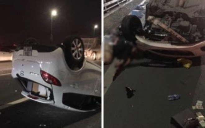 Ô tô Mazda lật ngửa sau khi tông vào đuôi xe bồn trên cầu Nhật Tân, nữ tài xế nguy kịch Ảnh 2