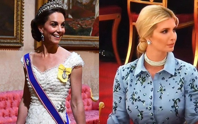 Đọ sắc vóc 'một 9 một 10' giữa Công nương Kate cổ điển và ái nữ Ivanka Trump hiện đại tại quốc yến Hoàng gia Anh Ảnh 2