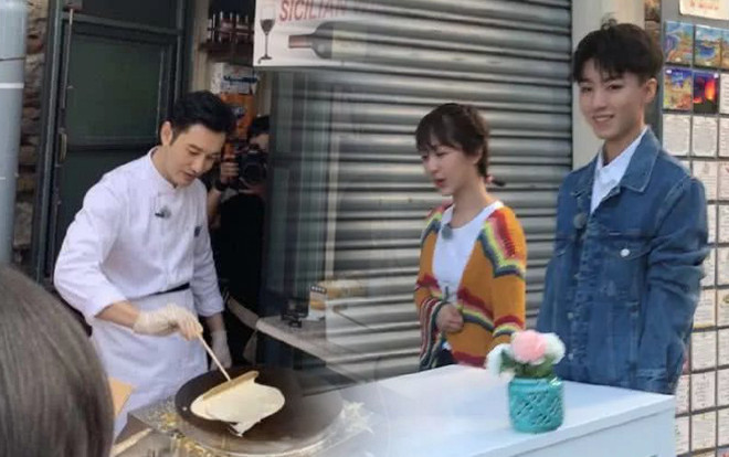 Nhà hàng Trung Hoa mùa 3 ghi hình: Huỳnh Hiểu Minh đứng bên đường làm bánh, Vương Tuấn Khải và Dương Tử tranh nhau giúp đỡ Ảnh 2